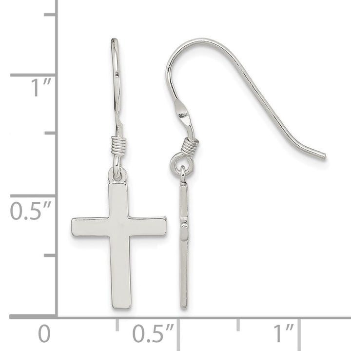 Sterling Silver Polished Cross Dangle 31 x 12 mm Earrings, view 4 of 4