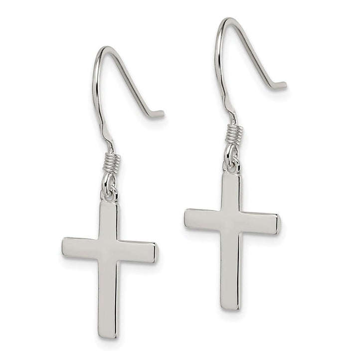 Sterling Silver Polished Cross Dangle 31 x 12 mm Earrings, view 2 of 4