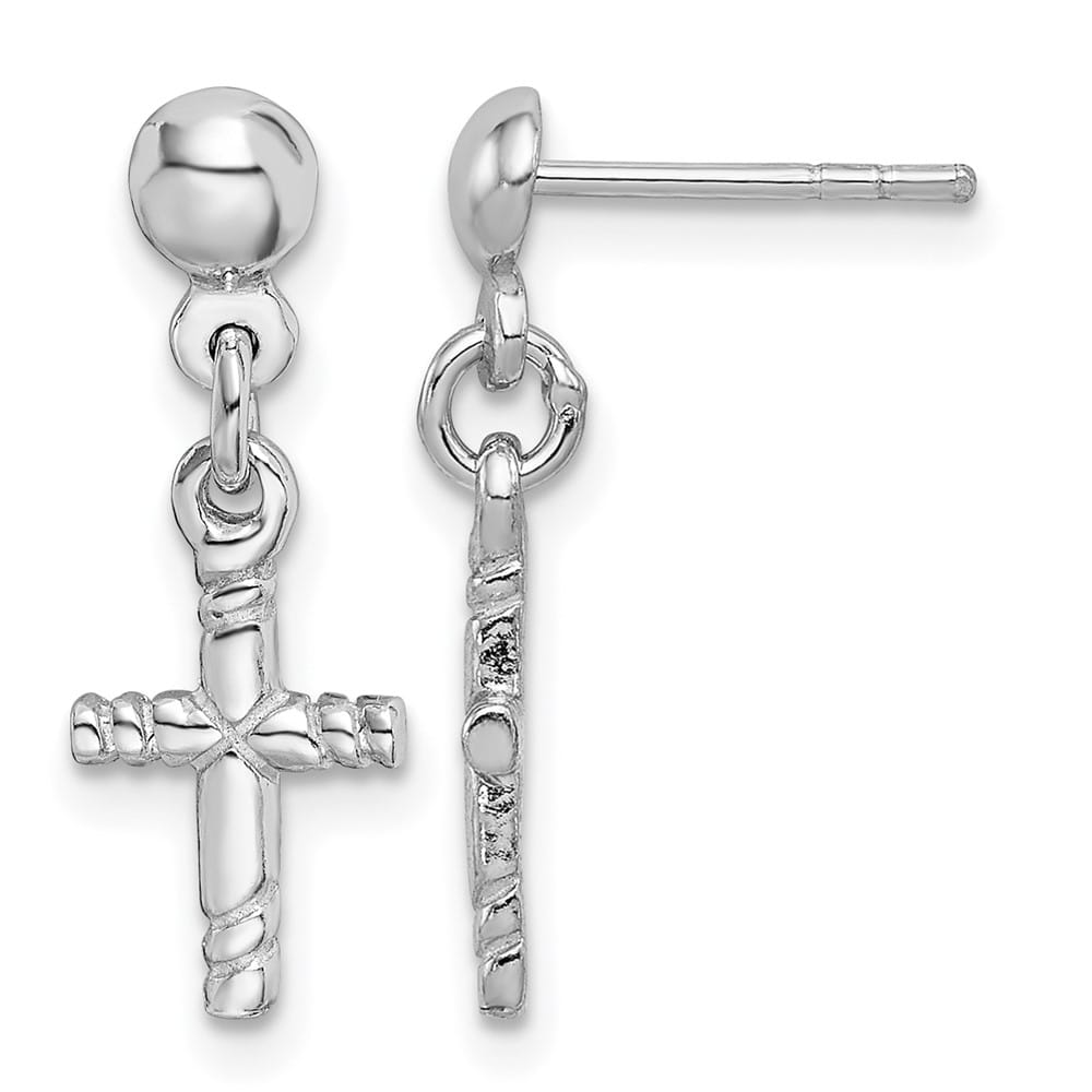 Sterling Silver Polished Cross Post Dangle Earrings, view 1 of 4