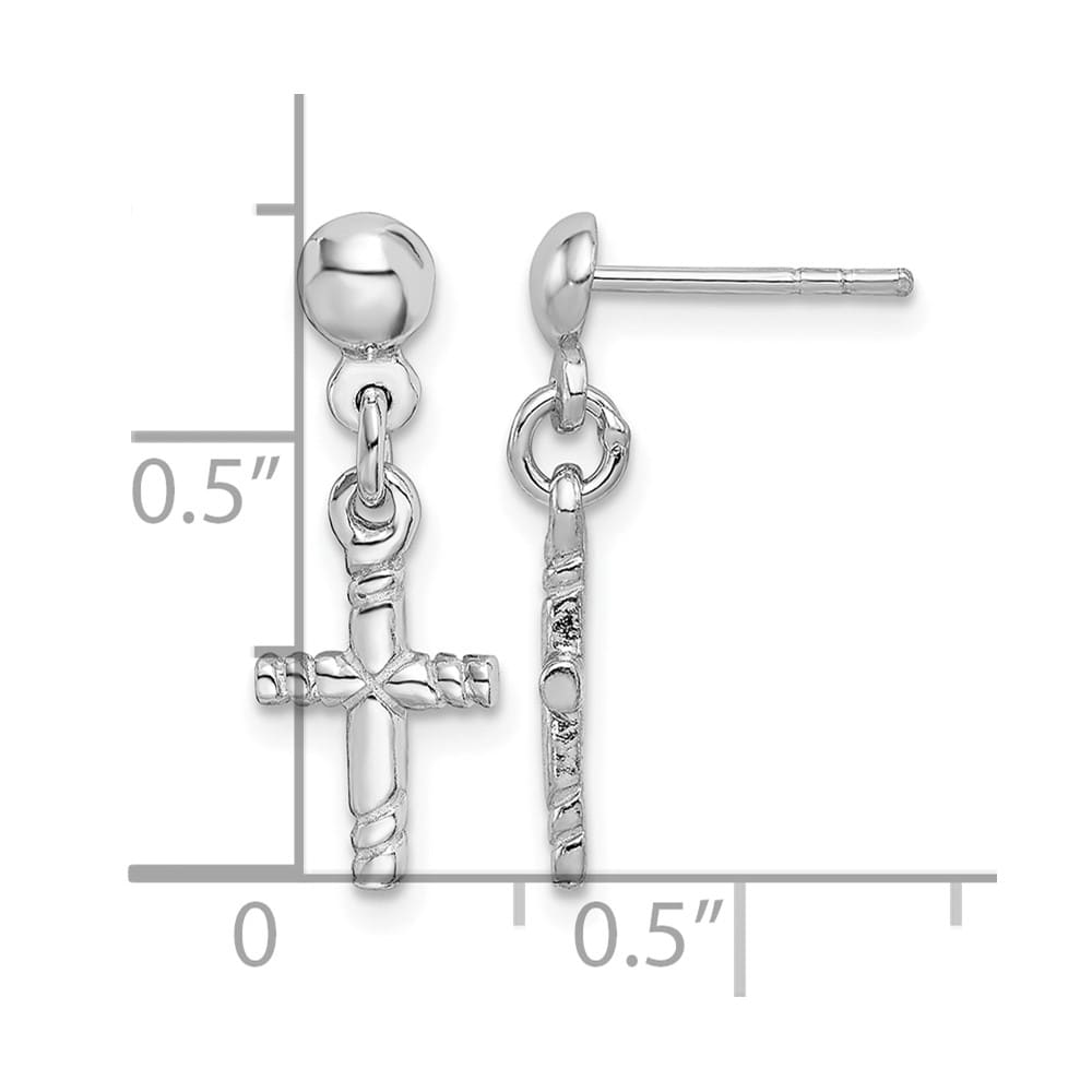 Sterling Silver Polished Cross Post Dangle Earrings, view 4 of 4