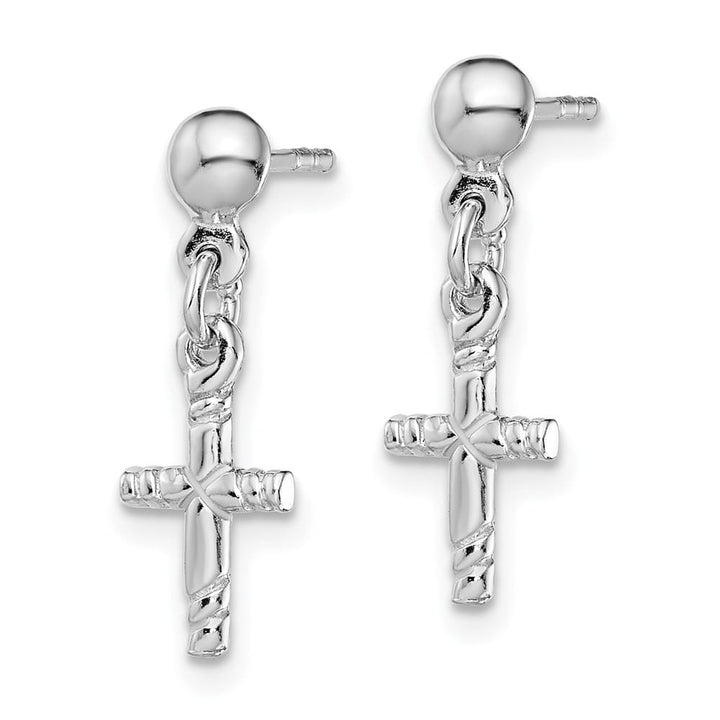 Sterling Silver Polished Cross Post Dangle Earrings, view 2 of 4
