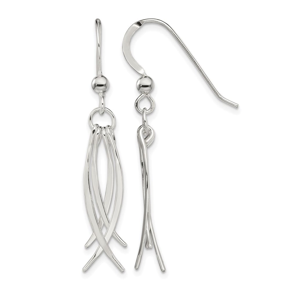 Sterling Silver Polished & Curved Design Dangle Earrings, view 1 of 4