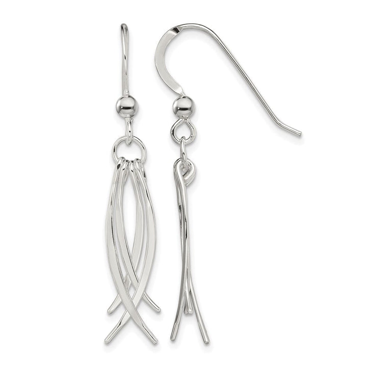 Sterling Silver Polished & Curved Design Dangle Earrings, view 1 of 4