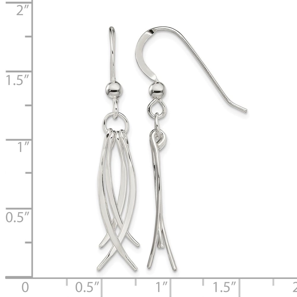 Sterling Silver Polished & Curved Design Dangle Earrings, view 4 of 4