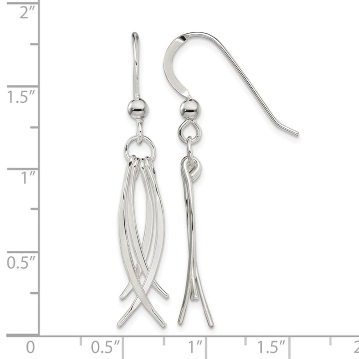 Sterling Silver Polished & Curved Design Dangle Earrings, view 4 of 4