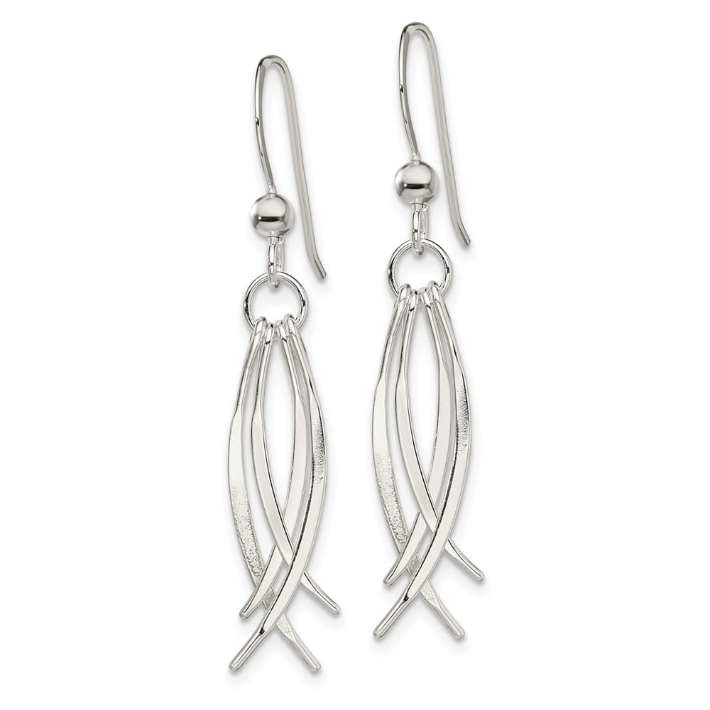 Sterling Silver Polished & Curved Design Dangle Earrings, view 2 of 4
