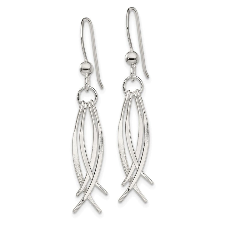 Sterling Silver Polished & Curved Design Dangle Earrings, view 2 of 4