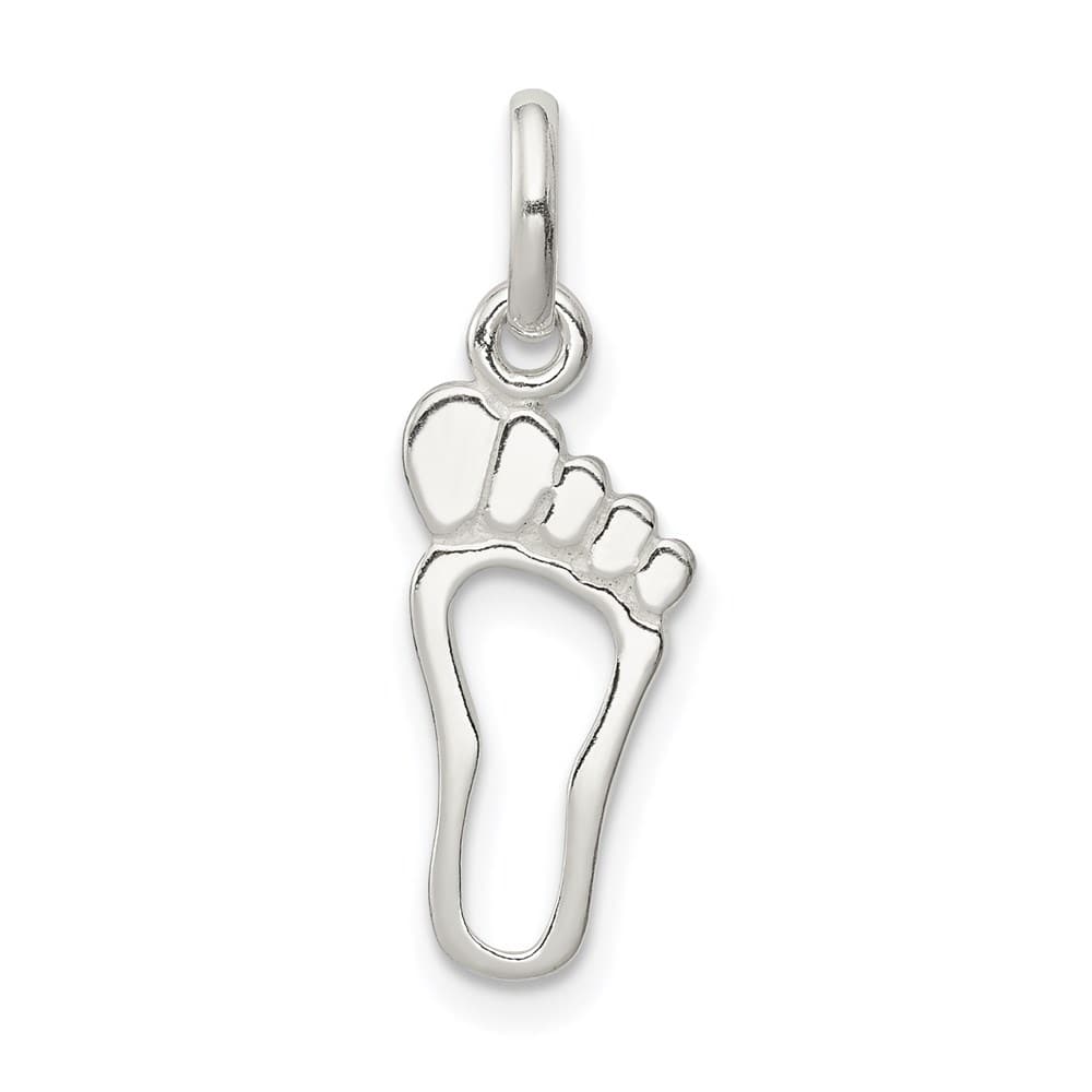 Sterling Silver Polished Cut-Out Foot Charm