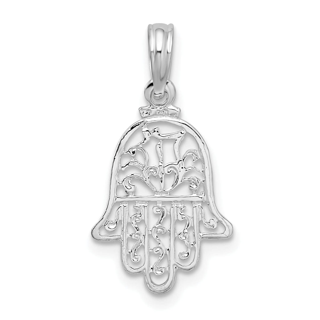 Sterling Silver Polished Cut-Out Hamsa Pendant