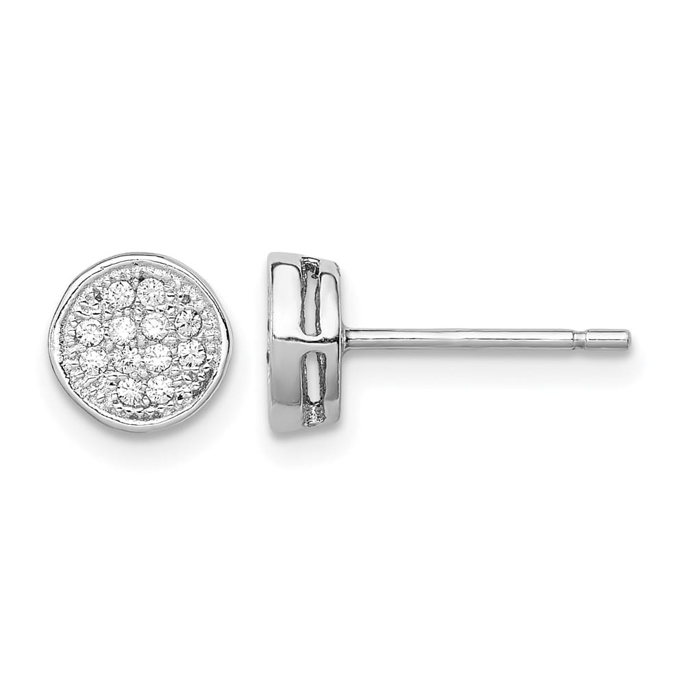 Sterling Silver Polished CZ 7mm Circle Petite Post Earrings, view 1 of 4
