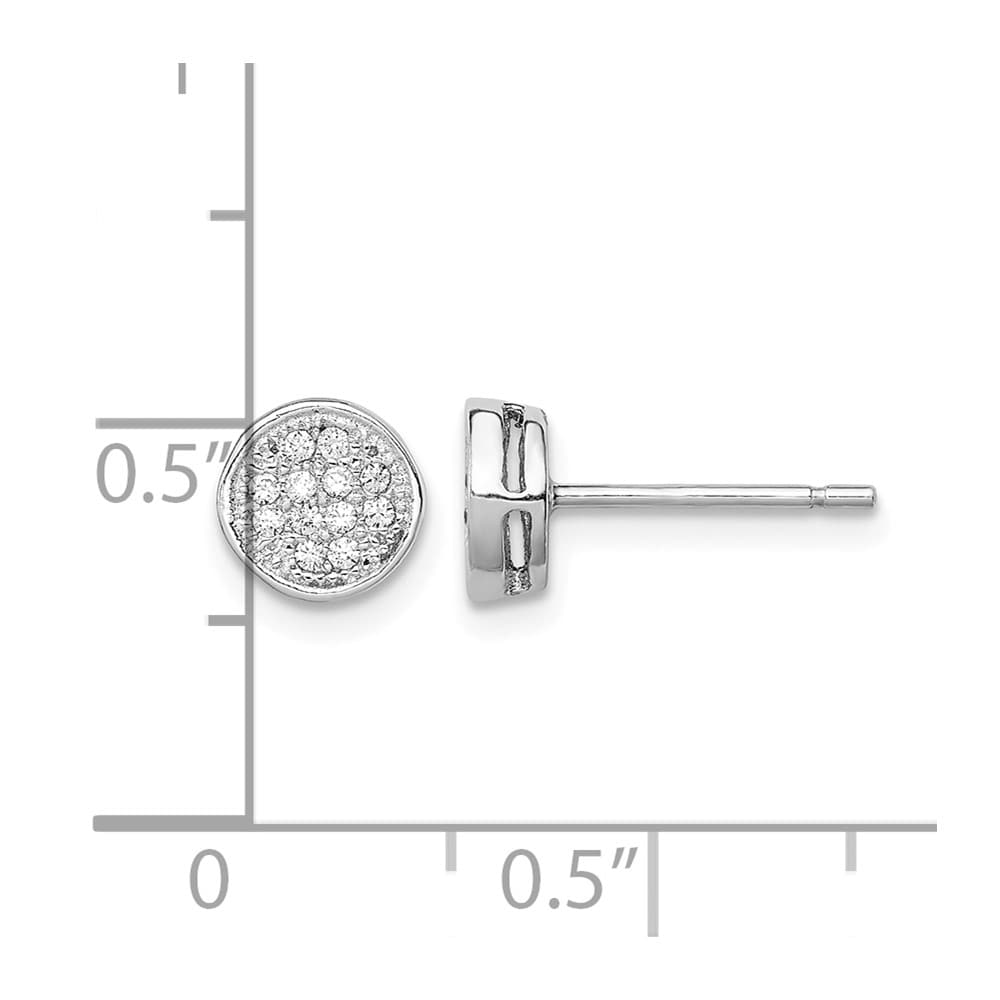 Sterling Silver Polished CZ 7mm Circle Petite Post Earrings, view 4 of 4