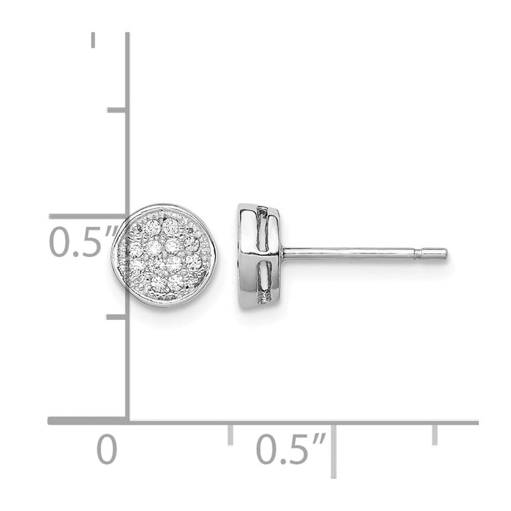 Sterling Silver Polished CZ 7mm Circle Petite Post Earrings, view 4 of 4