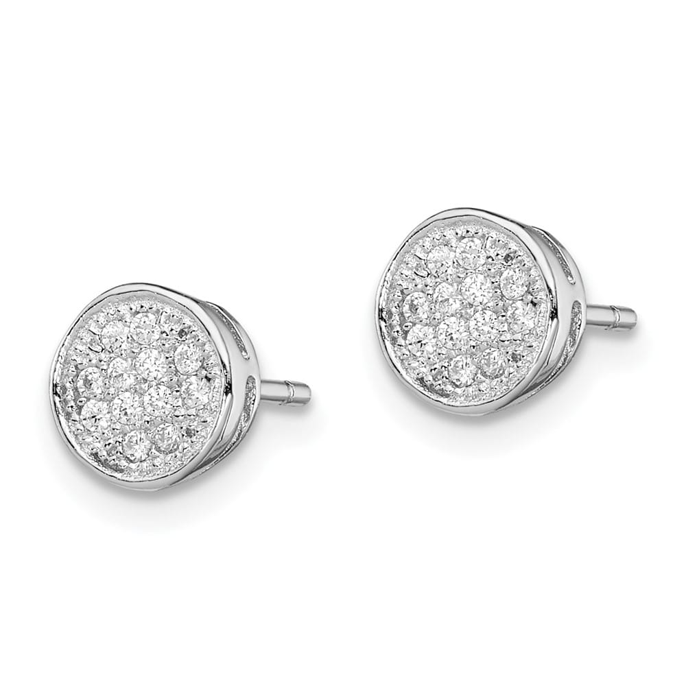 Sterling Silver Polished CZ 7mm Circle Petite Post Earrings, view 2 of 4