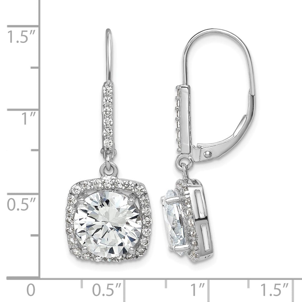 Sterling Silver Polished CZ Dangle Earrings, view 4 of 4