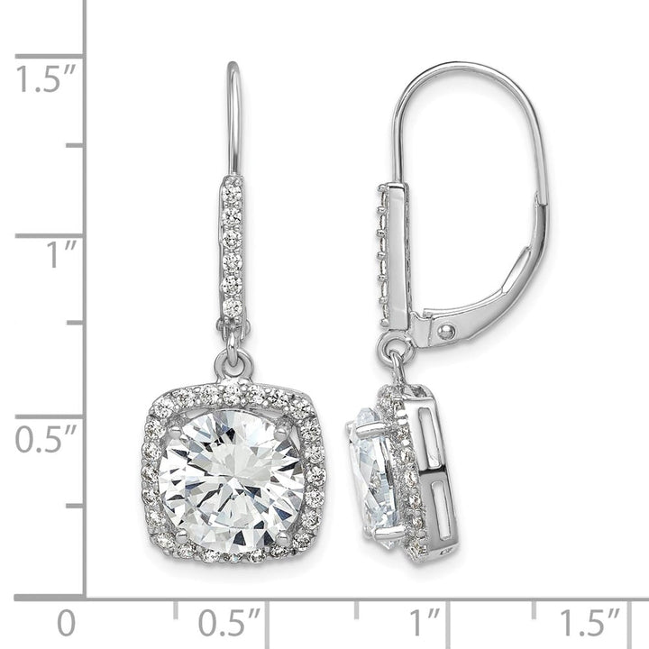Sterling Silver Polished CZ Dangle Earrings, view 4 of 4