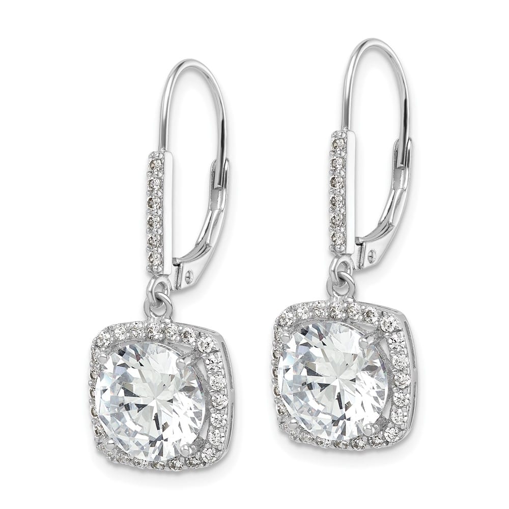 Sterling Silver Polished CZ Dangle Earrings, view 2 of 4