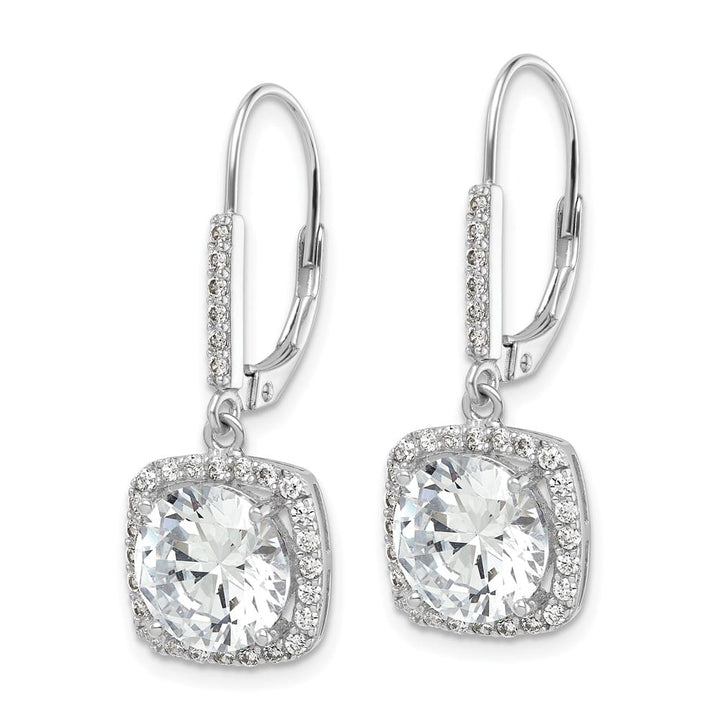 Sterling Silver Polished CZ Dangle Earrings, view 2 of 4