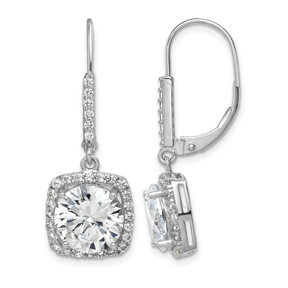 Sterling Silver Polished CZ Dangle Earrings, view 1 of 4
