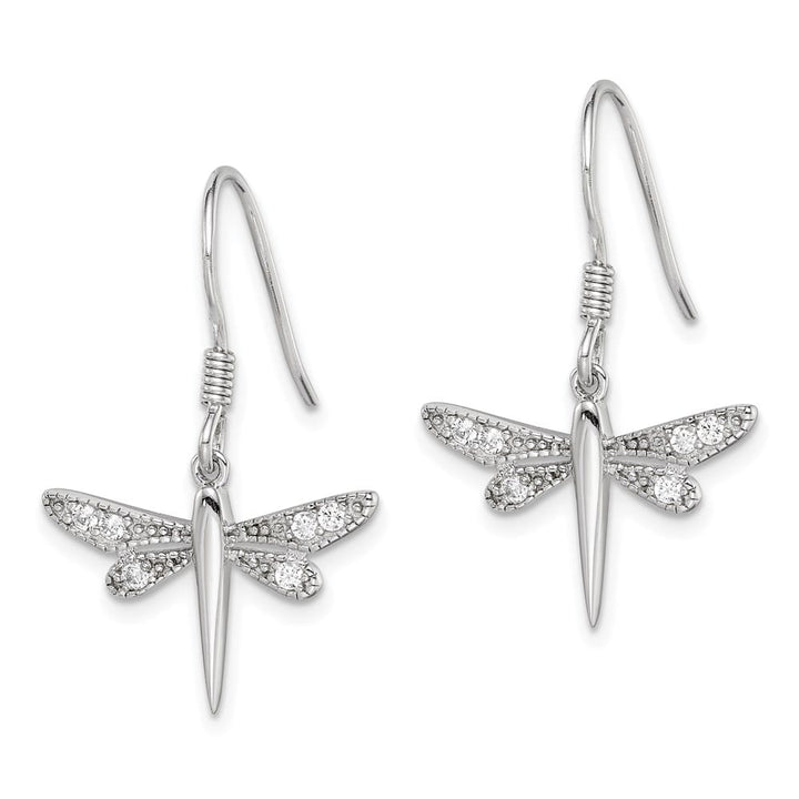 Sterling Silver Polished CZ Dragonfly Earrings, view 2 of 4