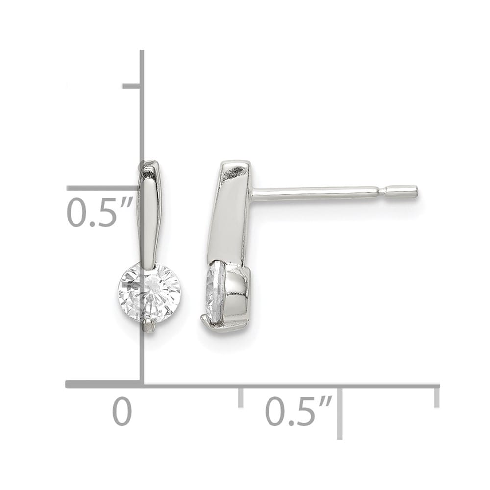 Sterling Silver Polished CZ Drop Post Earrings, view 4 of 4