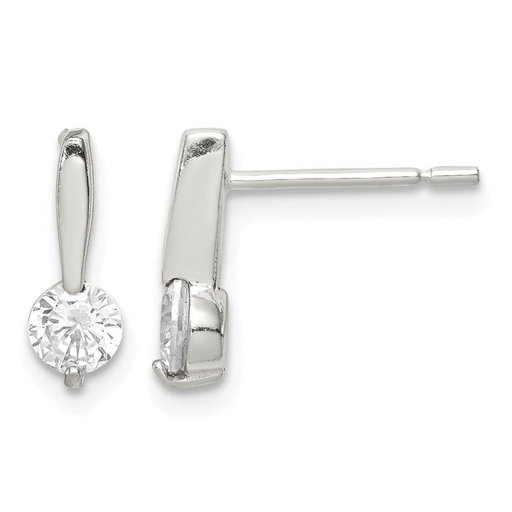 Sterling Silver Polished CZ Drop Post Earrings, view 1 of 4