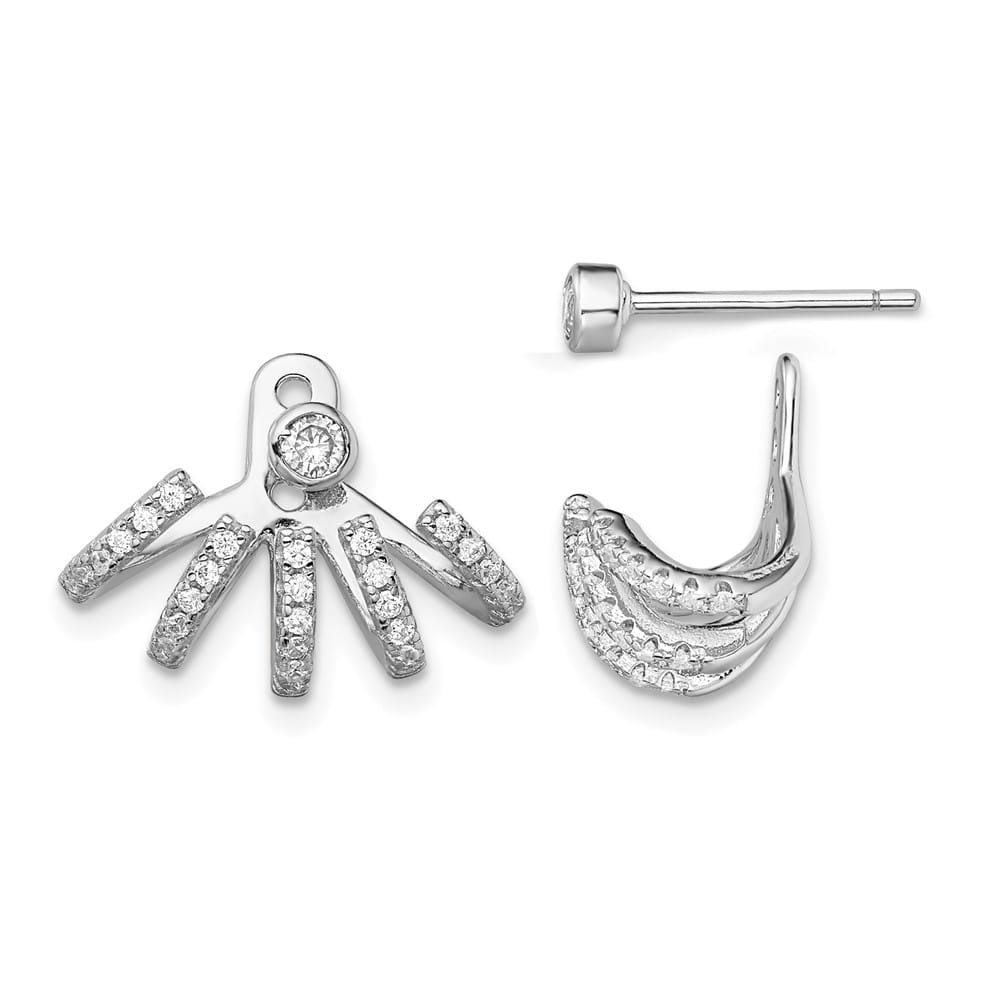 Sterling Silver Polished CZ Front & Back Post Earrings, view 1 of 4