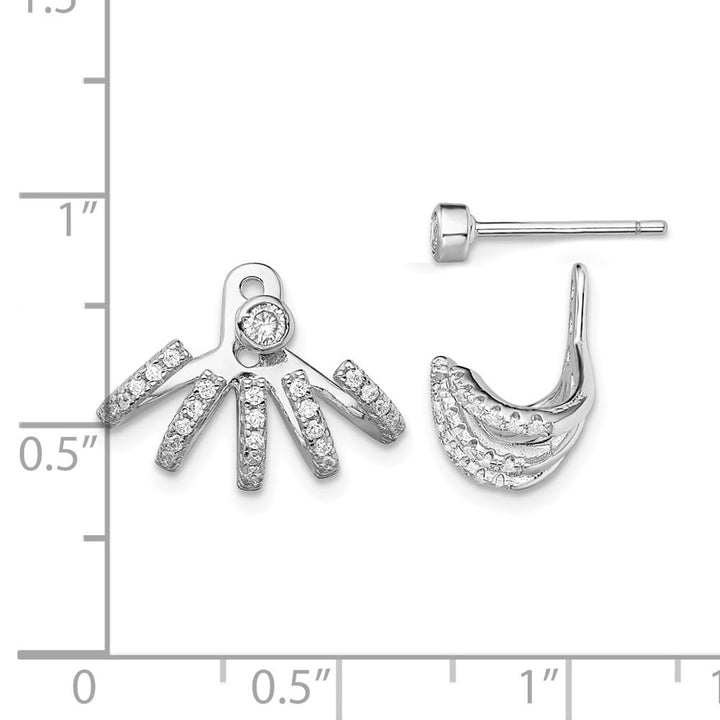 Sterling Silver Polished CZ Front & Back Post Earrings, view 4 of 4
