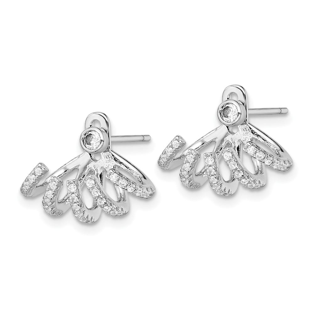 Sterling Silver Polished CZ Front & Back Post Earrings, view 2 of 4