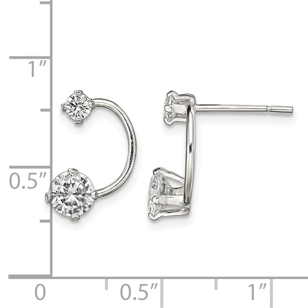 Sterling Silver Polished CZ Half-Circle Post Earrings, view 4 of 4