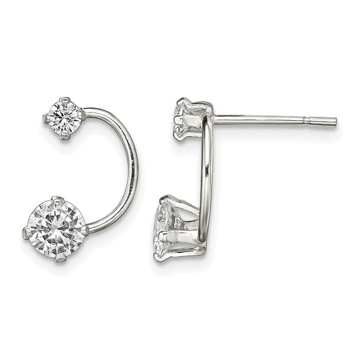 Sterling Silver Polished CZ Half-Circle Post Earrings, view 1 of 4