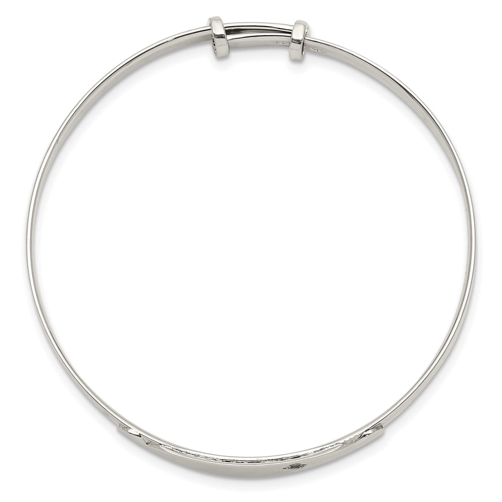 Sterling Silver Polished CZ I.D. Adjustable Baby Bangle Bracelet