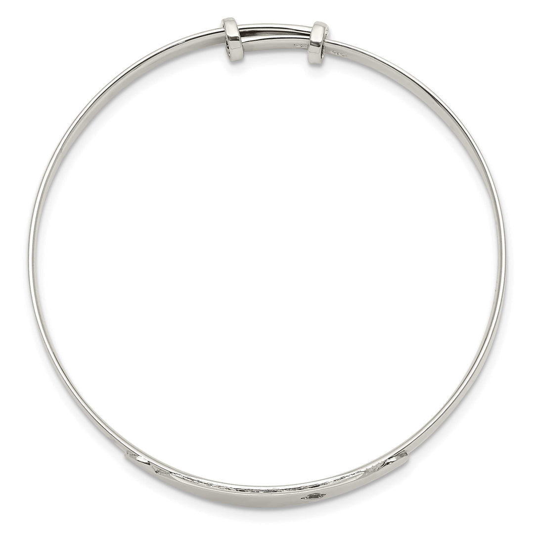 Sterling Silver Polished CZ I.D. Adjustable Baby Bangle Bracelet