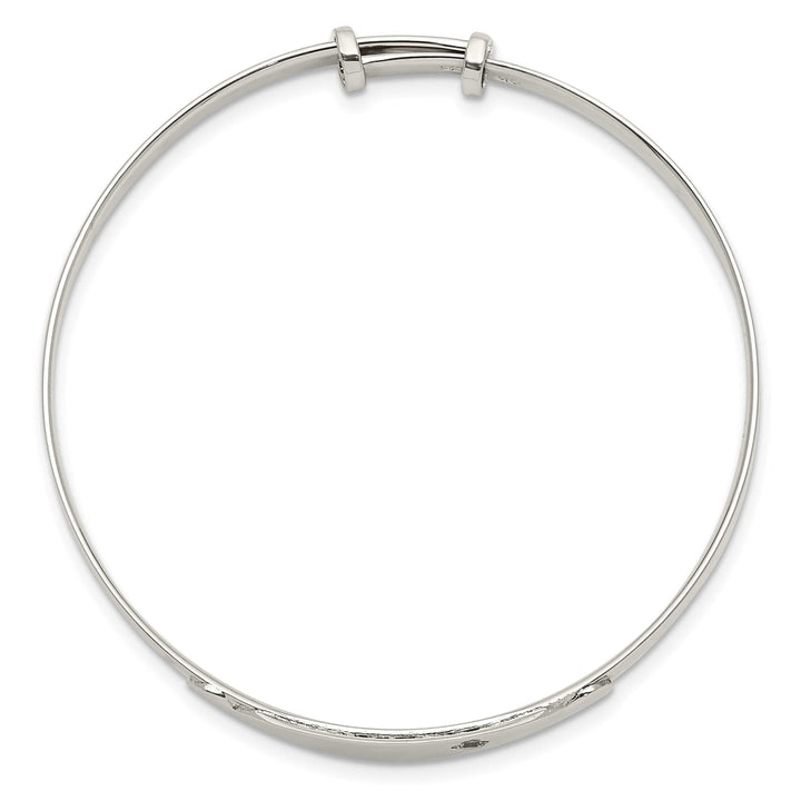 Sterling Silver Polished CZ I.D. Adjustable Baby Bangle Bracelet