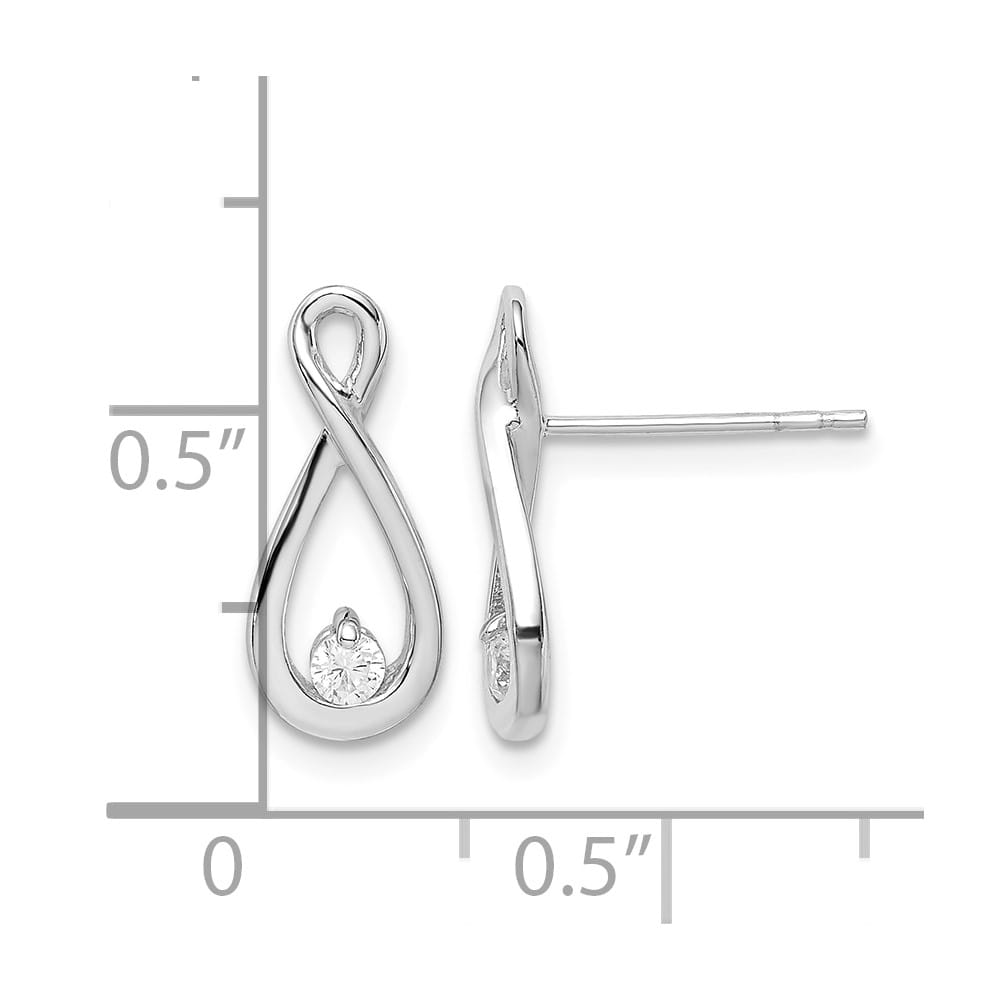 Sterling Silver Polished CZ Infinity Post Earrings, view 4 of 4