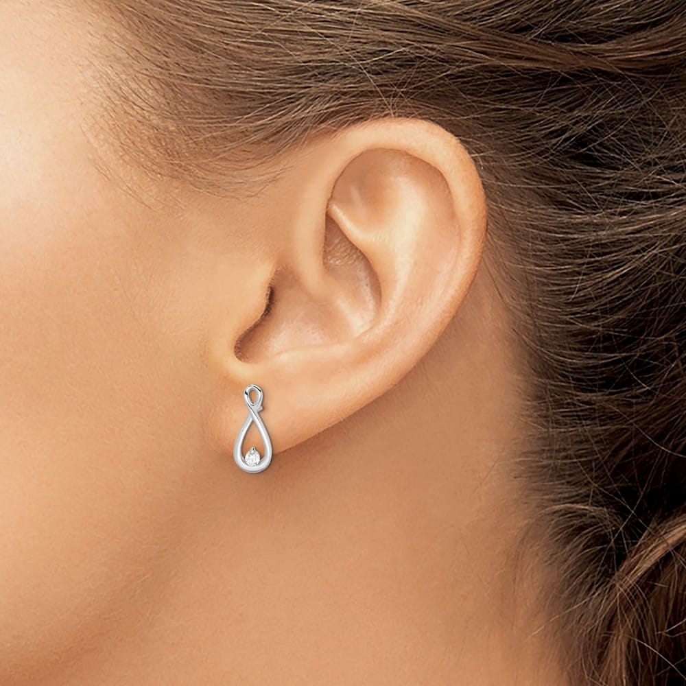 Sterling Silver Polished CZ Infinity Post Earrings, view 3 of 4