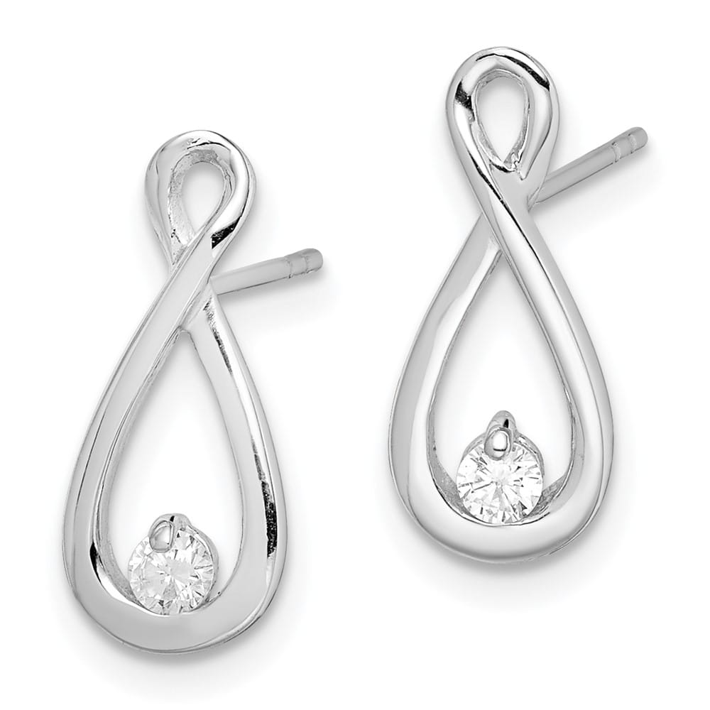 Sterling Silver Polished CZ Infinity Post Earrings, view 2 of 4