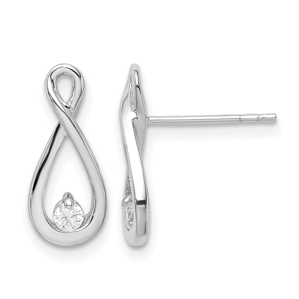 Sterling Silver Polished CZ Infinity Post Earrings, view 1 of 4