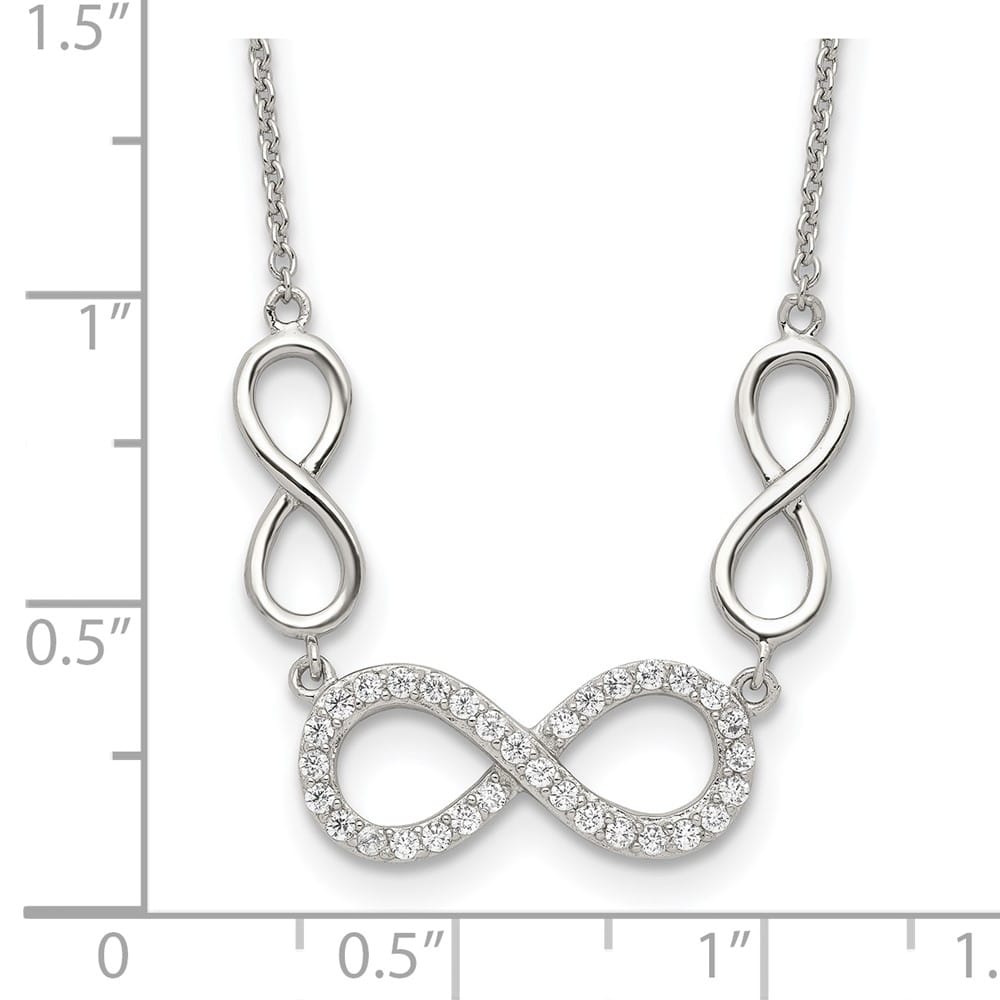 Sterling Silver Polished CZ Infinity Symbol 18 Inch 24mm Necklace