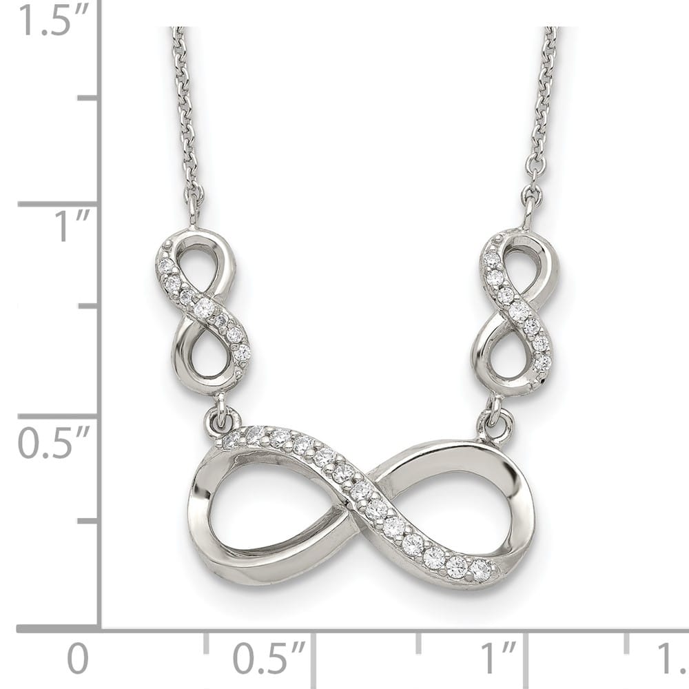 Sterling Silver Polished CZ Infinity Symbol 18 Inch 27mm Necklace