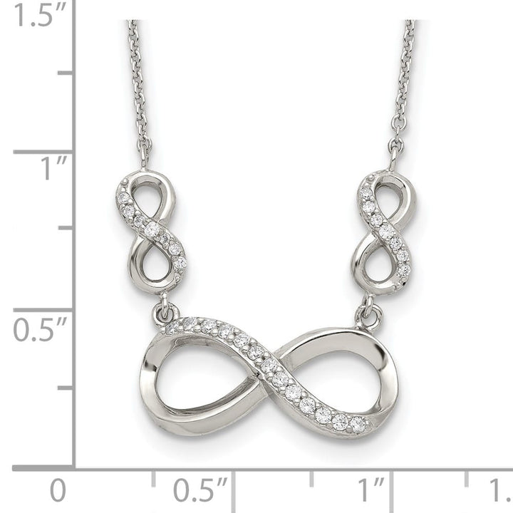 Sterling Silver Polished CZ Infinity Symbol 18 Inch 27mm Necklace