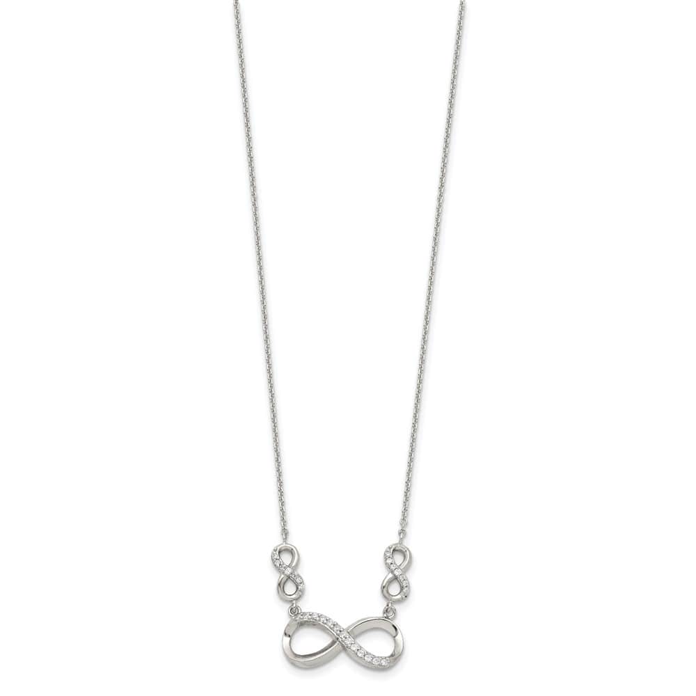 Sterling Silver Polished CZ Infinity Symbol 18 Inch 27mm Necklace