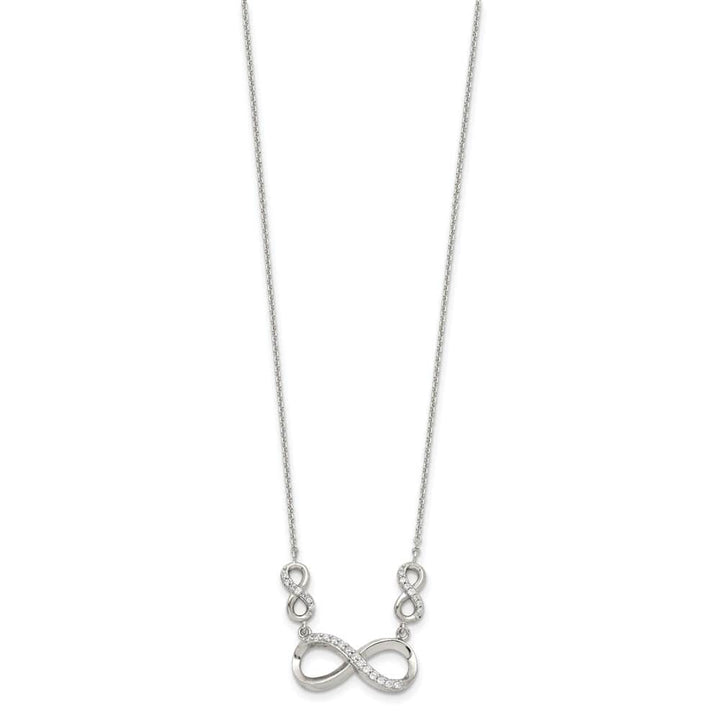 Sterling Silver Polished CZ Infinity Symbol 18 Inch 27mm Necklace