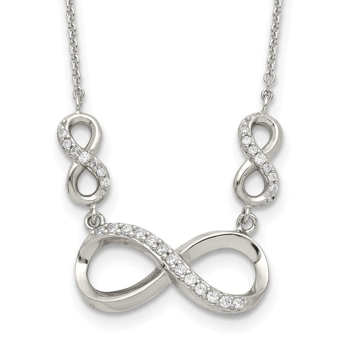 Sterling Silver Polished CZ Infinity Symbol 18 Inch 27mm Necklace