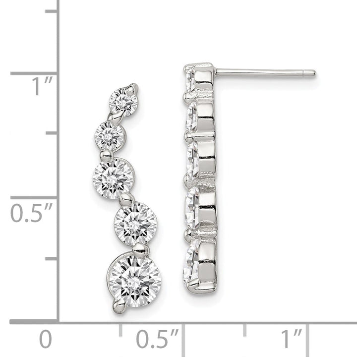 Sterling Silver Polished CZ Journey Post Earrings, view 4 of 4