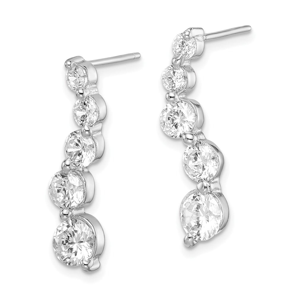 Sterling Silver Polished CZ Journey Post Earrings, view 2 of 4