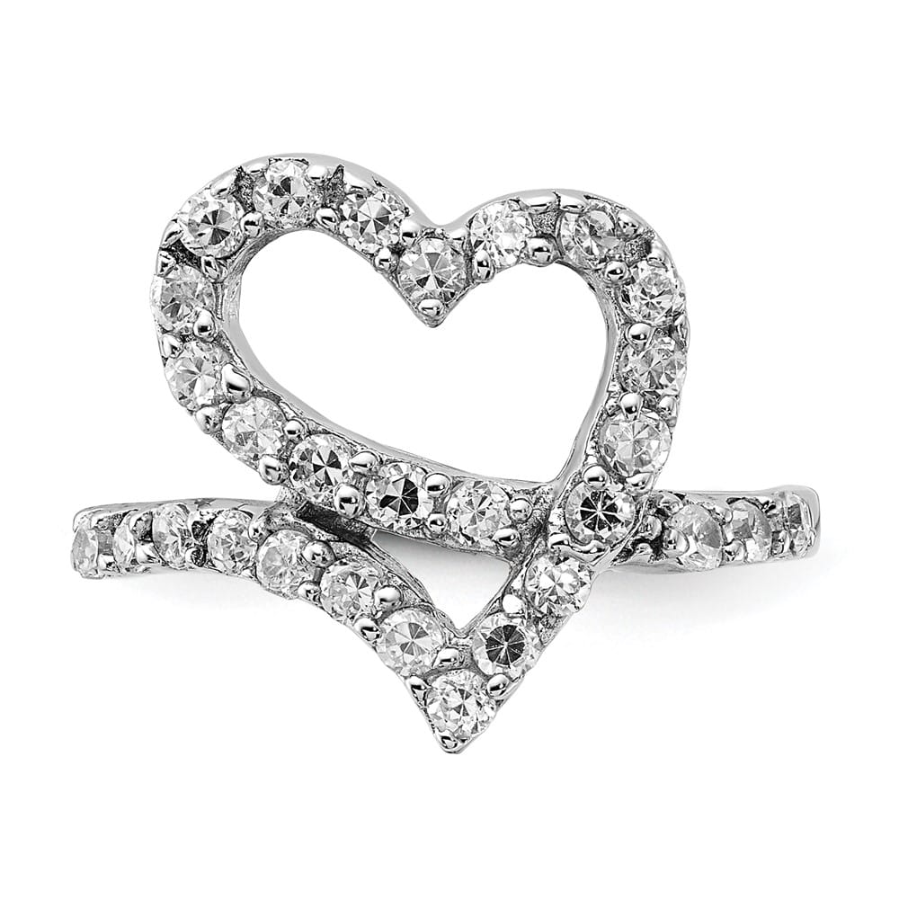 Sterling Silver Polished CZ Open Heart Ring Stock Size 6 Ring Are Refundable