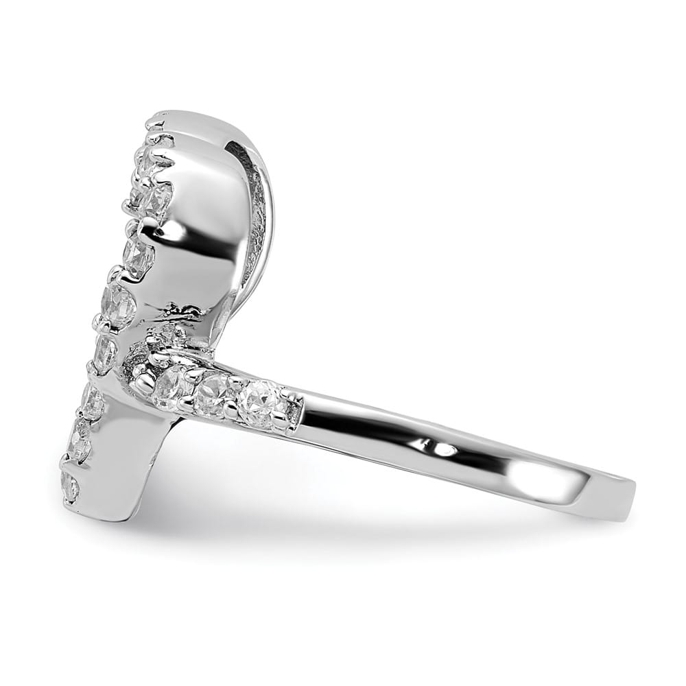 Sterling Silver Polished CZ Open Heart Ring Stock Size 6 Ring Are Refundable