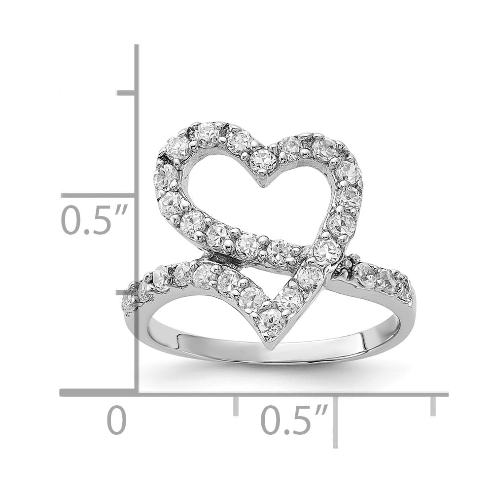 Sterling Silver Polished CZ Open Heart Ring Stock Size 6 Ring Are Refundable