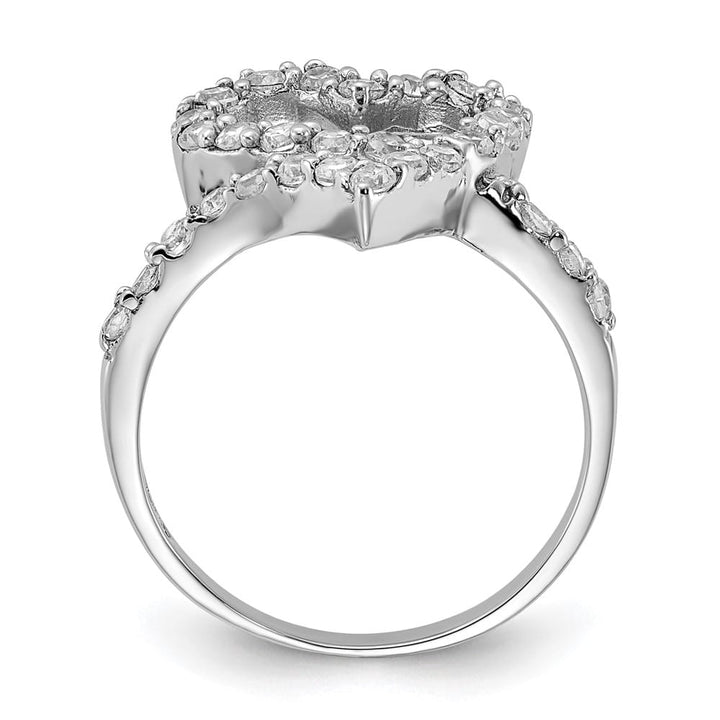 Sterling Silver Polished CZ Open Heart Ring Stock Size 6 Ring Are Refundable