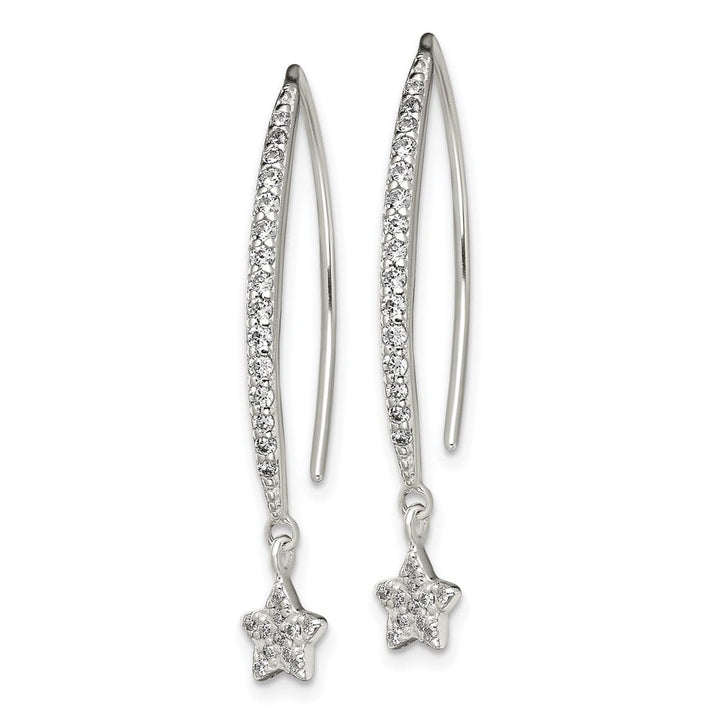 Sterling Silver Polished CZ Star Threader Earrings, view 2 of 4